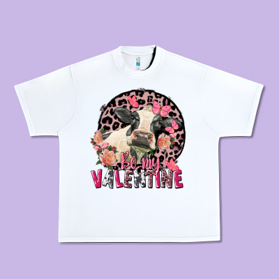 Be My Valentine Holstein Cow Valentine's Day Urban Heavy Tee Designed By Fadigitalartstudio