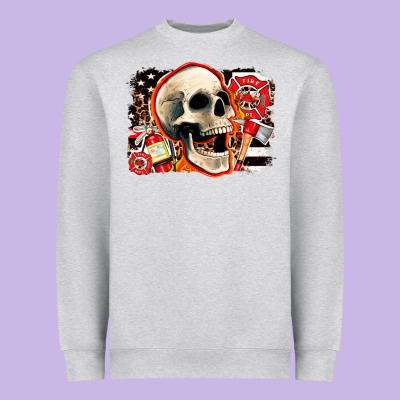 Firefighter Skull Heavyweight Sweatshirt Designed By Adodesignshop