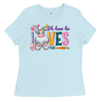 Baby Blue Oh how he loves us Easter Day Ladies Tee - HowdyJamesFarm