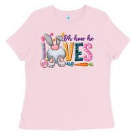 Bubblegum Pink Oh how he loves us Easter Day Ladies Tee - HowdyJamesFarm