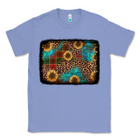 Colony Blue christmas sunflowers and buffalo plaid background Classic Tee - Jasminsmagicworld
