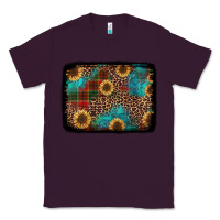 Plum christmas sunflowers and buffalo plaid background Classic Tee - Jasminsmagicworld