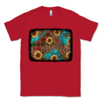 Red christmas sunflowers and buffalo plaid background Classic Tee - Jasminsmagicworld