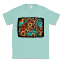 Seafoam christmas sunflowers and buffalo plaid background Classic Tee - Jasminsmagicworld