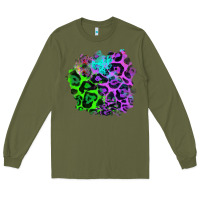 Army Green Colorful Leopard patch Long Sleeve Tee - RanaPortraitStore
