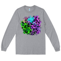 Heather Grey Colorful Leopard patch Long Sleeve Tee - RanaPortraitStore