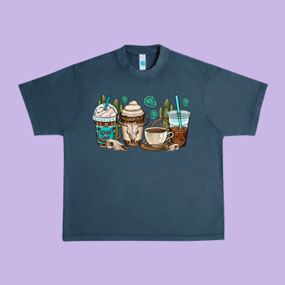 Bull Skull Coffee Cups Urban Heavy Tee Designed By Oliviacreatesart