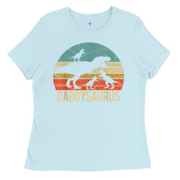 Baby Blue daddy dinosaur daddysaurus 3 three kids xmas christmas gift t shirt Ladies Tee - linhVisuals
