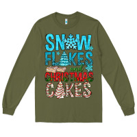 Army Green Snow Flakes aAd Christmas Cakes Long Sleeve Tee - BundleAndBundleShop