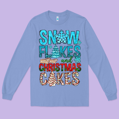 Snow Flakes Aad Christmas Cakes Long Sleeve Tee Designed By Bundleandbundleshop