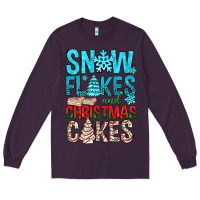 Plum Snow Flakes aAd Christmas Cakes Long Sleeve Tee - BundleAndBundleShop