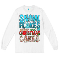 White Snow Flakes aAd Christmas Cakes Long Sleeve Tee - BundleAndBundleShop