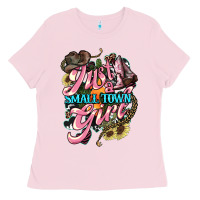 Bubblegum Pink Just a small town girl Ladies Tee - HowdyJamesFarm