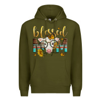 Army Green Western Blessed Mom Baby Calf Mother's Day Premium Hoodie - LillyAllenDesigns