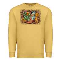 Antique Gold cowboy boots cactus leopard Premium Sweatshirt - AdoDesignShop