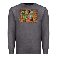 Charcoal Heather cowboy boots cactus leopard Premium Sweatshirt - AdoDesignShop
