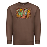 Chestnut cowboy boots cactus leopard Premium Sweatshirt - AdoDesignShop