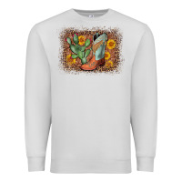 Dove Grey cowboy boots cactus leopard Premium Sweatshirt - AdoDesignShop