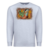 Heather Grey cowboy boots cactus leopard Premium Sweatshirt - AdoDesignShop