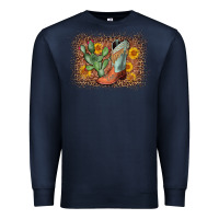 Navy cowboy boots cactus leopard Premium Sweatshirt - AdoDesignShop