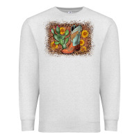 Oatmeal Heather cowboy boots cactus leopard Premium Sweatshirt - AdoDesignShop
