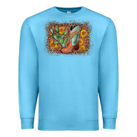 Ocean Blue cowboy boots cactus leopard Premium Sweatshirt - AdoDesignShop