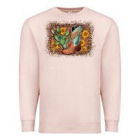 Pale Pink cowboy boots cactus leopard Premium Sweatshirt - AdoDesignShop