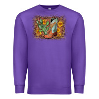 Purple cowboy boots cactus leopard Premium Sweatshirt - AdoDesignShop