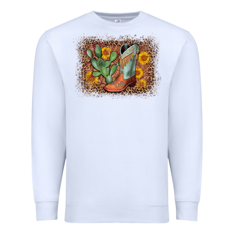 Cowboy Boots Cactus Leopard Premium Sweatshirt by AdoDesignShop | Teevron
