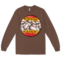 Chestnut baseball with sunflower round earrings Long Sleeve Tee - BundleAndBundleShop