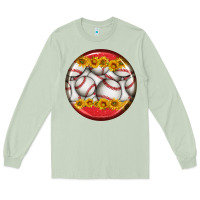 Matcha baseball with sunflower round earrings Long Sleeve Tee - BundleAndBundleShop