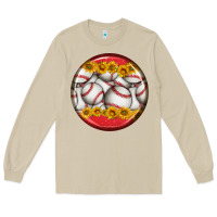 Mushroom baseball with sunflower round earrings Long Sleeve Tee - BundleAndBundleShop