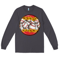 Smoke baseball with sunflower round earrings Long Sleeve Tee - BundleAndBundleShop