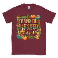 Burgundy thankful blessed and kind of a mess Classic Tee - CowGirlArtShop