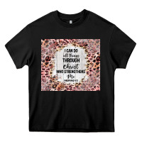 Black i can do all things with leopard and glitter Heavy Core Tee - TumblerDesignByShophia