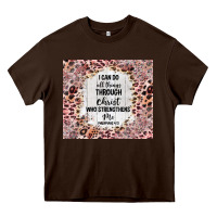 Chocolate Brown i can do all things with leopard and glitter Heavy Core Tee - TumblerDesignByShophia