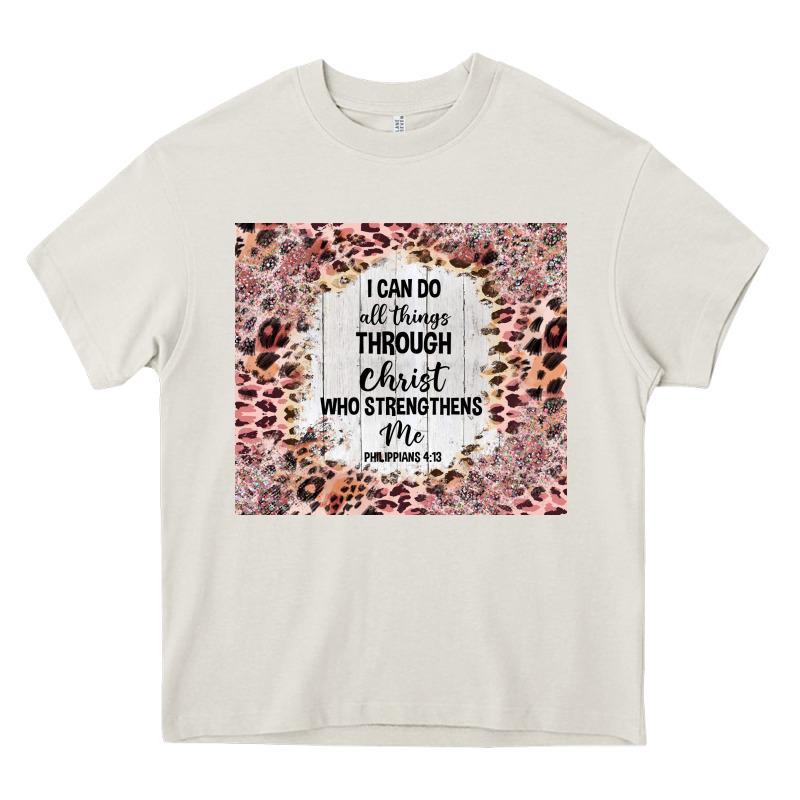 I Can Do All Things With Leopard And Glitter Heavy Core Tee by TumblerDesignByShophia | Teevron