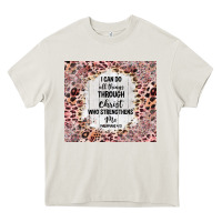 Cream i can do all things with leopard and glitter Heavy Core Tee - TumblerDesignByShophia