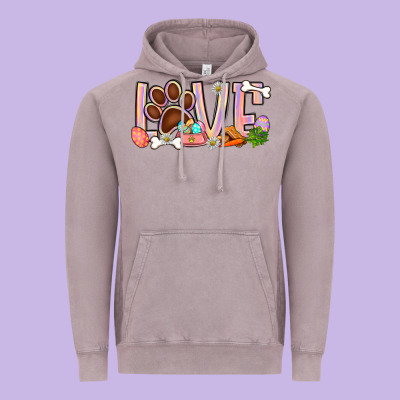 Easter Love Dog Paw Vintage Hoodie Designed By Bundleandbundleshop
