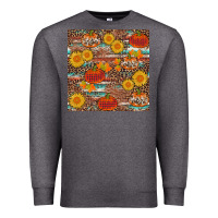 Charcoal Heather pumpkin plaid sunflower seamless Premium Sweatshirt - AdoDesignShop