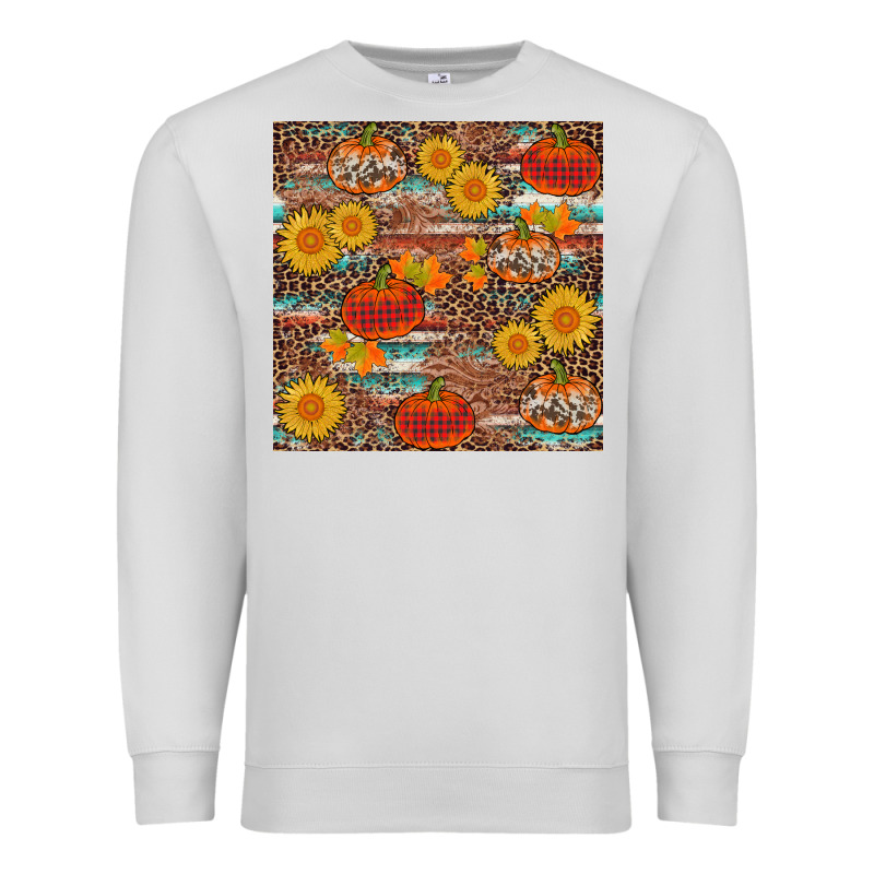 Pumpkin Plaid Sunflower Seamless Premium Sweatshirt by AdoDesignShop | Teevron