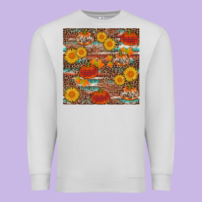 Pumpkin Plaid Sunflower Seamless Premium Sweatshirt Designed By Adodesignshop