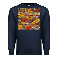 Navy pumpkin plaid sunflower seamless Premium Sweatshirt - AdoDesignShop