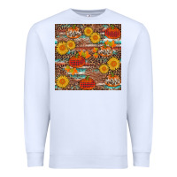 White pumpkin plaid sunflower seamless Premium Sweatshirt - AdoDesignShop