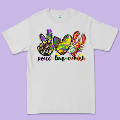 Peace Love Crawfish Mardi Gras Premium Tee Designed By Cowgirlartshop