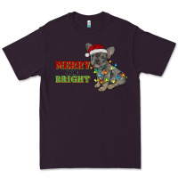 Plum merry and bright french bulldog Premium Tee - RanaPortraitStore