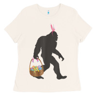 Bone funny bigfoot easter design with easter basket and bigfoot t shirt Ladies Tee - linhVisuals