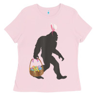 Bubblegum Pink funny bigfoot easter design with easter basket and bigfoot t shirt Ladies Tee - linhVisuals