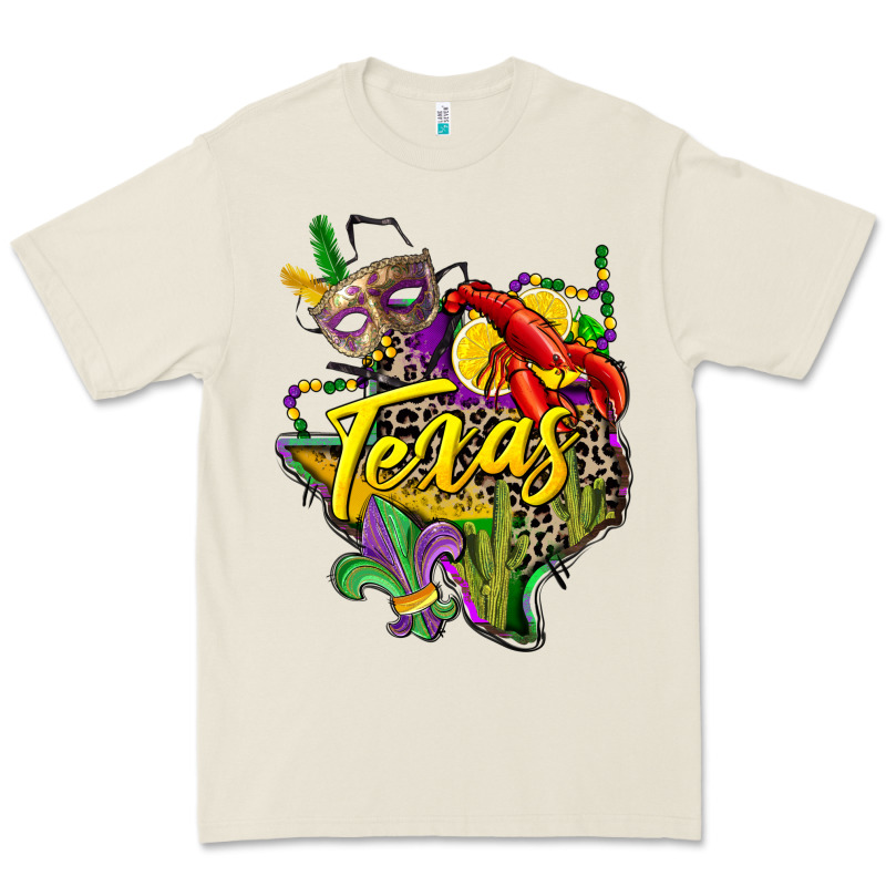 Texas Map Mardi Gras Premium Tee by CowGirlArtShop | Teevron