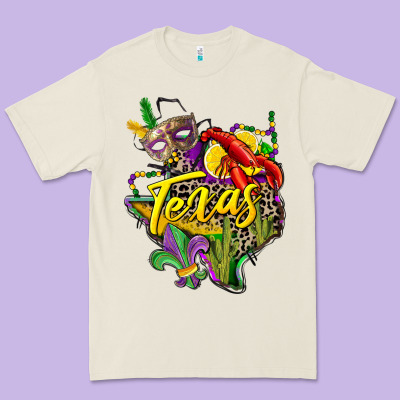 Texas Map Mardi Gras Premium Tee Designed By Cowgirlartshop